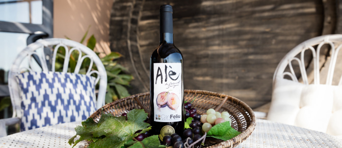 Tisch und Wein vom Weingut Can Feliu
