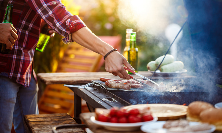  A person having a barbecue